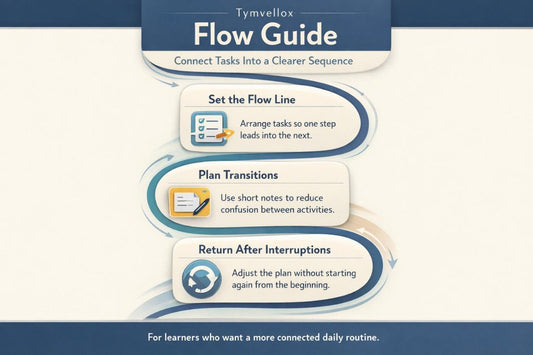 Tymvellox Flow Guide with steps on a white background