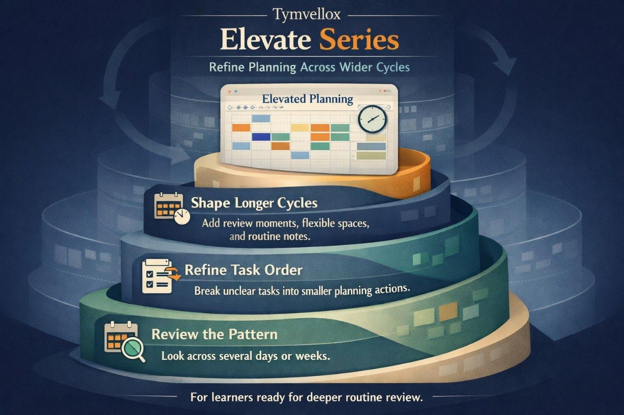 Tymvellox Elevate Series diagram on a dark blue background