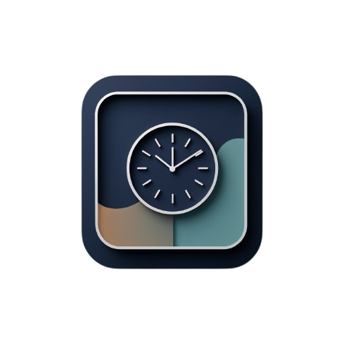 Clock icon with a blue and white design on a white background