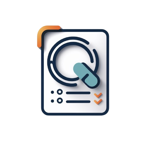 Icon of a document with a lock and checkmark on a white background
