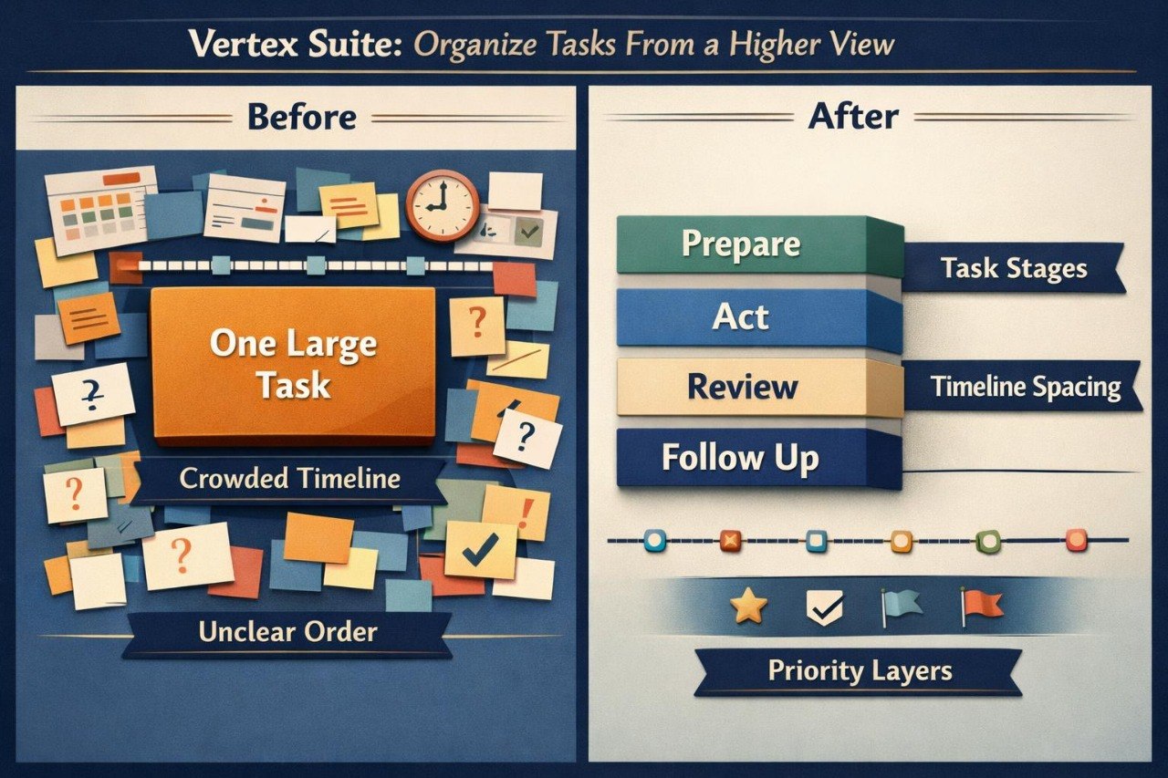 Comparison of 'Before' and 'After' task organization with Vertex Suite